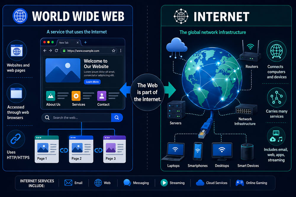 World wide web vs internet